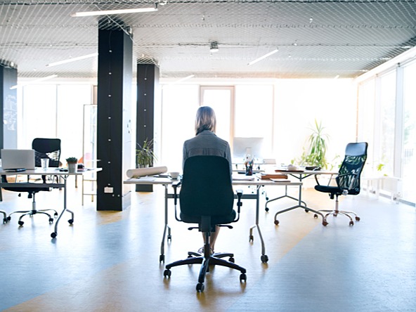 person working at a desk in an office